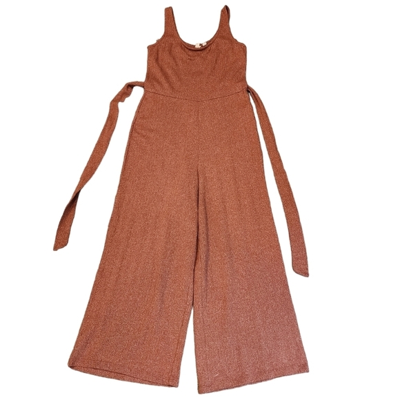 Gap pink ribbed knit sleeveless belted wideleg cropped jumpsuit. Size small. - Picture 11 of 15